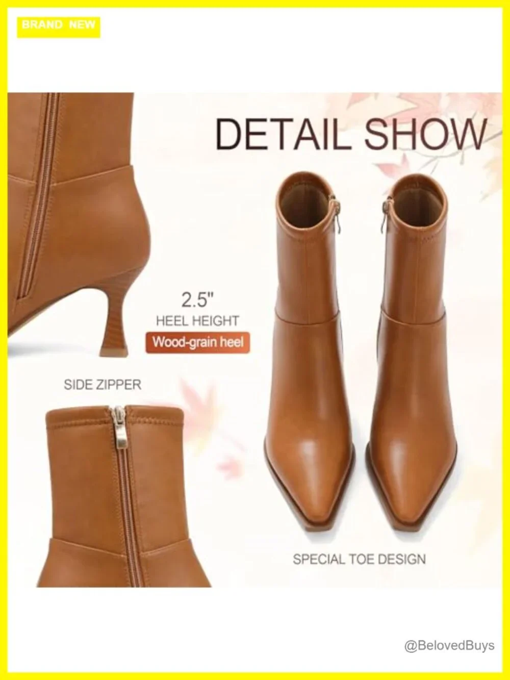 Pointed Toe Kitten Heel Ankle Boots with Side Zip